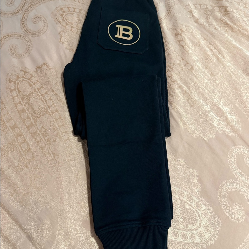 Balmain Tapered Cotton-Jersey Cargo Black Sweatpants Sz S